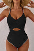 Ric Rac Trim Contrasted Patchwork Cutout One Piece Swimsuit