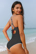 Ric Rac Trim Contrasted Patchwork Cutout One Piece Swimsuit