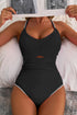 Ric Rac Trim Contrasted Patchwork Cutout One Piece Swimsuit