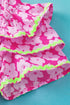 Ric Rac Trimmed Floral Print Ruffle Sleeve Cotton Blouse