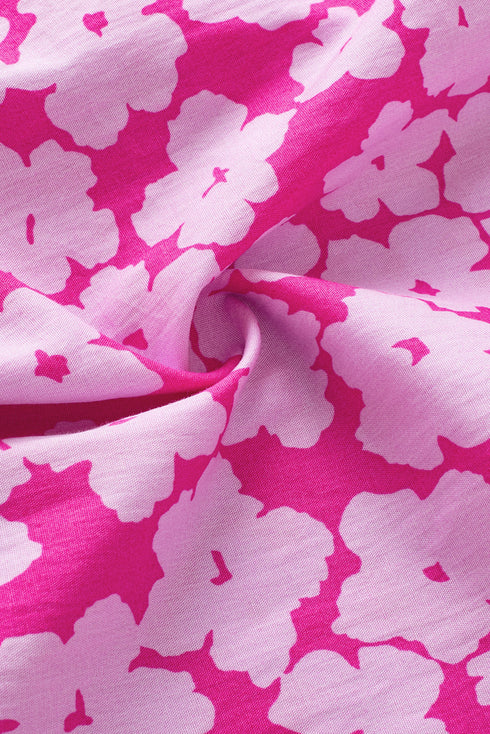 Ric Rac Trimmed Floral Print Ruffle Sleeve Cotton Blouse