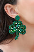 Rice Beaded Three Leaf Clover Stud Earrings