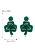 Rice Beaded Three Leaf Clover Stud Earrings