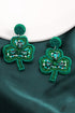 Rice Beaded Three Leaf Clover Stud Earrings