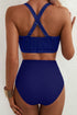 Rick Rack Trim Textured V Neck High Waist Bikinis