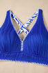 Rick Rack Trim Textured V Neck High Waist Bikinis