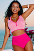 Rick Rack Trim Textured V Neck High Waist Bikinis
