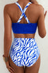 Rick Rack Trim Textured V Neck High Waist Bikinis