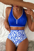 Rick Rack Trim Textured V Neck High Waist Bikinis