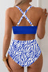 Rick Rack Trim Textured V Neck High Waist Bikinis