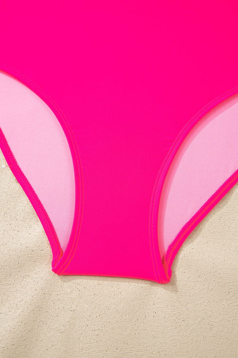 Rick Rack Trim Textured V Neck High Waist Bikinis