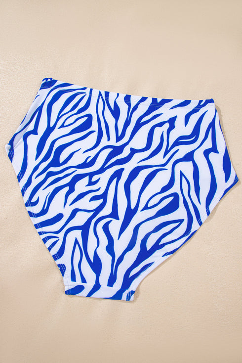 Rick Rack Trim Textured V Neck High Waist Bikinis