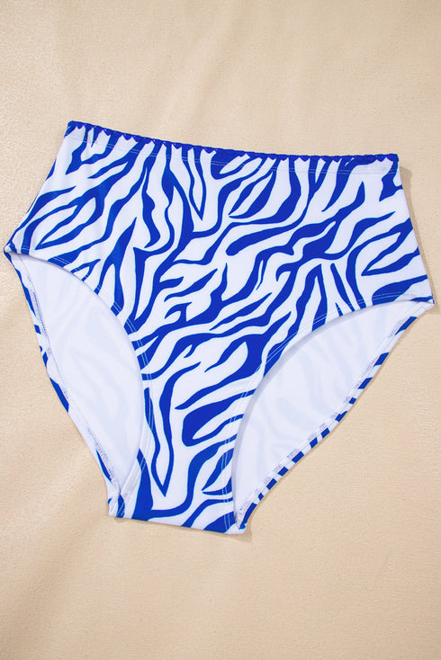 Rick Rack Trim Textured V Neck High Waist Bikinis