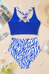 Rick Rack Trim Textured V Neck High Waist Bikinis