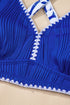 Rick Rack Trim Textured V Neck High Waist Bikinis