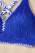 Rick Rack Trim Textured V Neck High Waist Bikinis