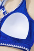 Rick Rack Trim Textured V Neck High Waist Bikinis