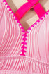 Rick Rack Trim Textured V Neck High Waist Bikinis