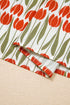 Rick Rack Tulip Print Puff Sleeve Cotton Floral Dress