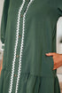 Ricrac Trim Button V Neck Knotted Sleeve Shift Mini Dress