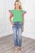 Ricrac Trim Floral Ruffle Sleeve Mixed Media Top