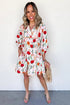 Ricrac Trim Puff Sleeve Floral Swing Mini Dress