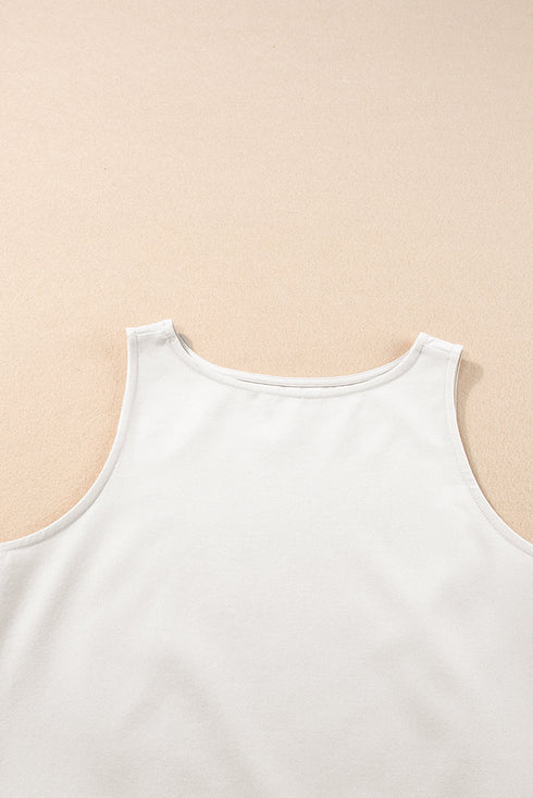 Ricrac Trim Tank Top Elastic Waist Shorts Set