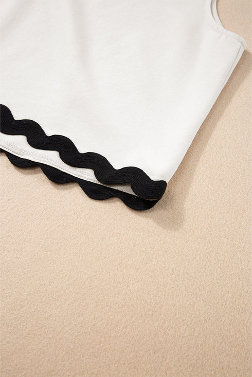 Ricrac Trim Tank Top Elastic Waist Shorts Set