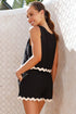Ricrac Trim Tank Top Elastic Waist Shorts Set