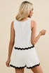 Ricrac Trim Tank Top Elastic Waist Shorts Set