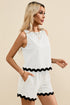 Ricrac Trim Tank Top Elastic Waist Shorts Set