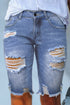 Ripped Tassel Bermuda Denim Shorts