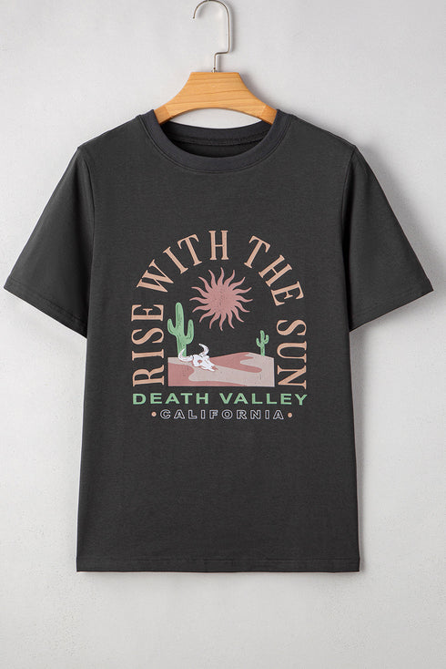 Rise With The Sun Slogan Print Western Graphic Tee
