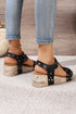Rivet Accent Cutout Design Leather Wedge Sandals