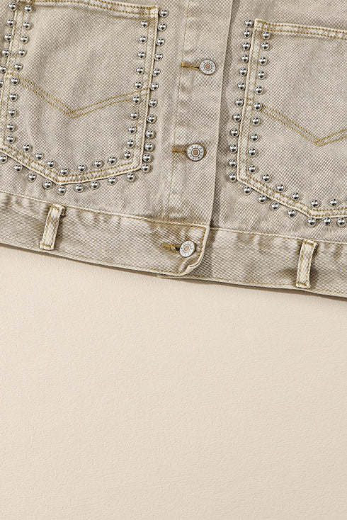 Rivet Studded Pocketed Denim Jacket