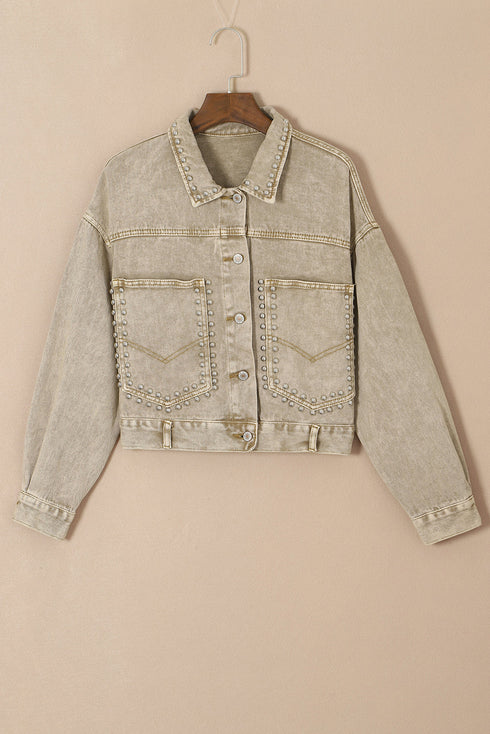 Rivet Studded Pocketed Denim Jacket