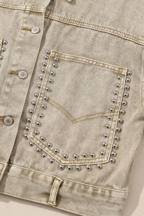 Rivet Studded Pocketed Denim Jacket