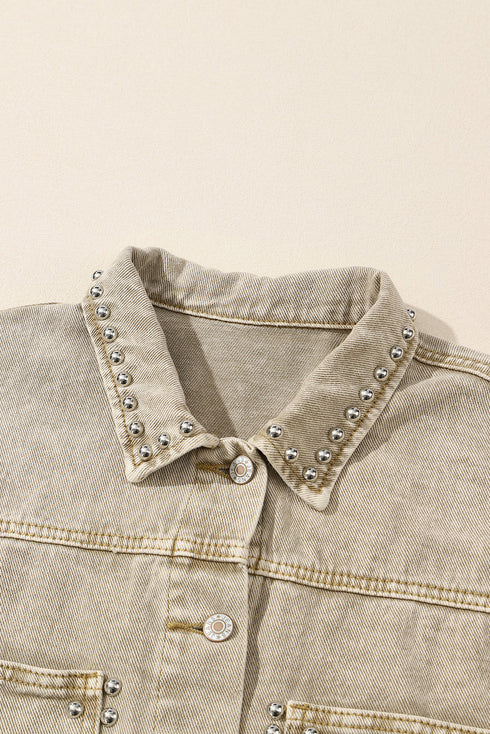 Rivet Studded Pocketed Denim Jacket