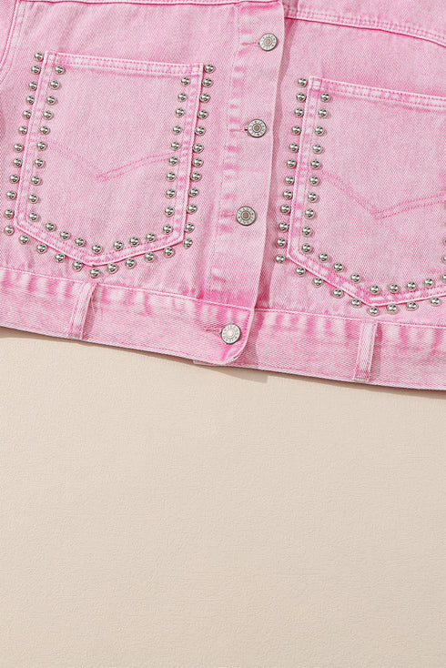 Rivet Studded Pocketed Denim Jacket