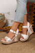 Rivet Studded T Strap Platform Faux Leather Wedge Sandals