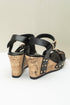 Rivet Studded T Strap Platform Faux Leather Wedge Sandals