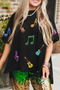 Rock And Roll Sequin Guitar Music Note Graphic Tee