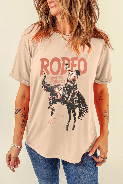 Rodeo Cowboy Graphic Short Sleeve Crewneck Jersey Tee