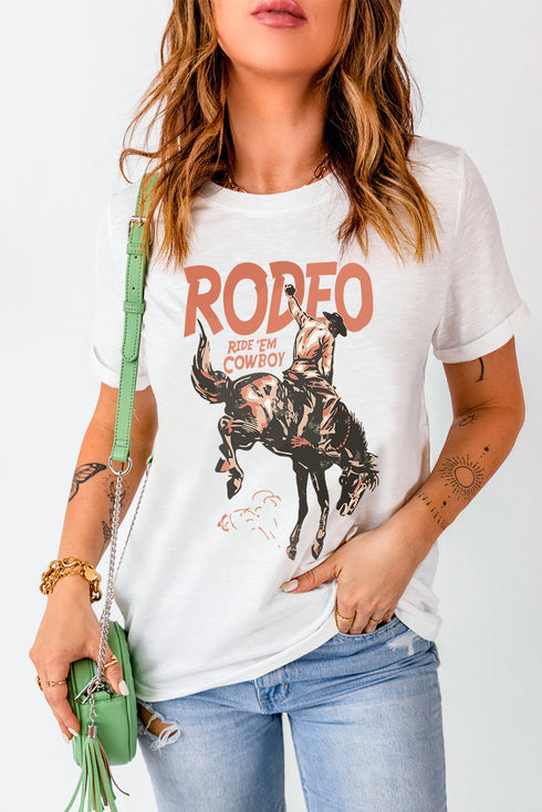 Rodeo Cowboy Graphic Short Sleeve Crewneck Jersey Tee