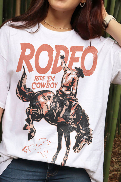 Rodeo Cowboy Graphic Short Sleeve Crewneck Jersey Tee