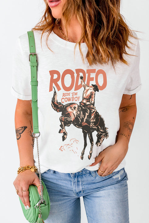 Rodeo Cowboy Graphic Short Sleeve Crewneck Jersey Tee