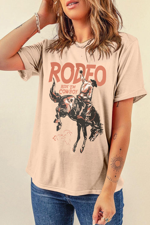Rodeo Cowboy Graphic Short Sleeve Crewneck Jersey Tee
