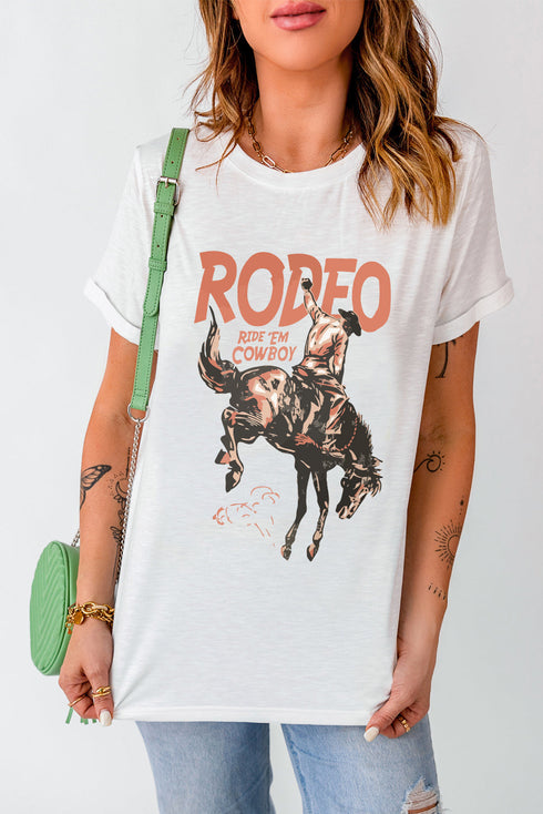 Rodeo Cowboy Graphic Short Sleeve Crewneck Jersey Tee