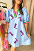Rodeo Pop Sequin Cowboy Boot Contrast Trim Puff Sleeve Dress