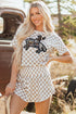 Rodeo Queen Sequin Graphic Checkerboard Crop Top Shorts Set